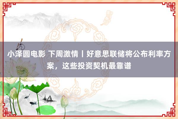 小泽圆电影 下周激情丨好意思联储将公布利率方案，这些投资契机最靠谱