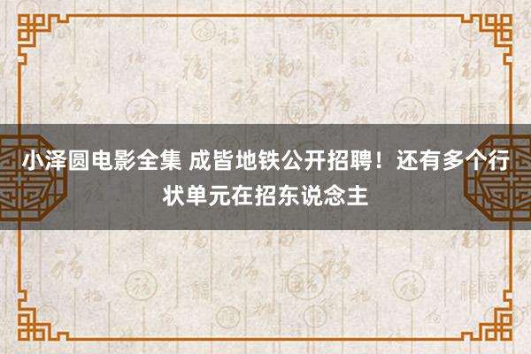 小泽圆电影全集 成皆地铁公开招聘！还有多个行状单元在招东说念主