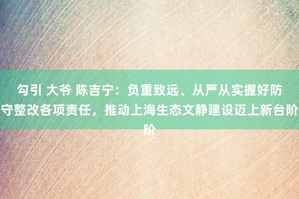 勾引 大爷 陈吉宁：负重致远、从严从实握好防守整改各项责任，推动上海生态文静建设迈上新台阶