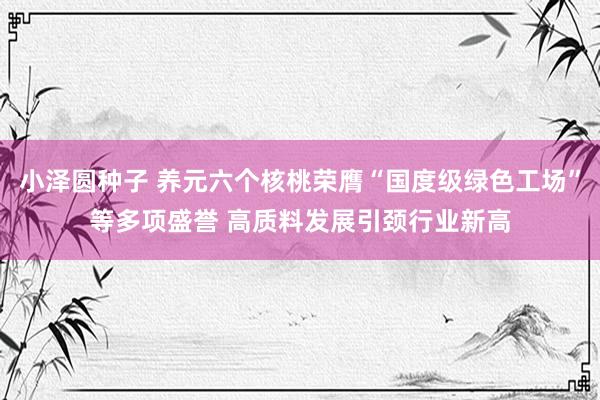 小泽圆种子 养元六个核桃荣膺“国度级绿色工场”等多项盛誉 高质料发展引颈行业新高