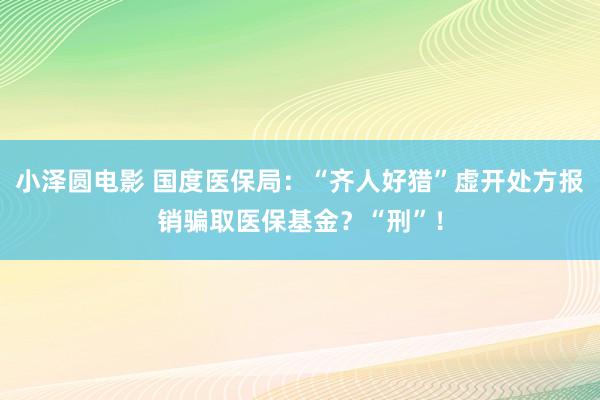 小泽圆电影 国度医保局：“齐人好猎”虚开处方报销骗取医保基金？“刑”！