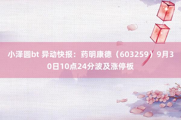 小泽圆bt 异动快报：药明康德（603259）9月30日10点24分波及涨停板