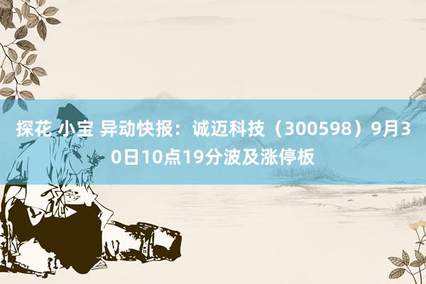 探花 小宝 异动快报：诚迈科技（300598）9月30日10点19分波及涨停板