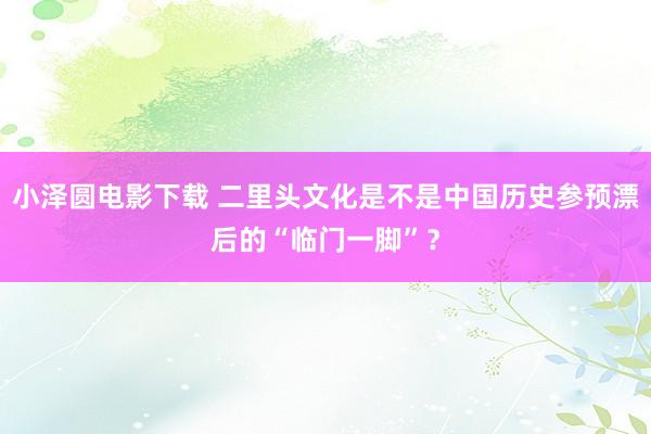 小泽圆电影下载 二里头文化是不是中国历史参预漂后的“临门一脚”？