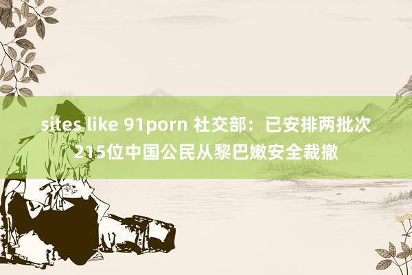 sites like 91porn 社交部：已安排两批次215位中国公民从黎巴嫩安全裁撤