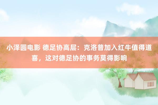 小泽圆电影 德足协高层：克洛普加入红牛值得道喜，这对德足协的事务莫得影响