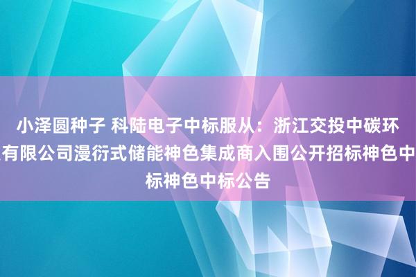 小泽圆种子 科陆电子中标服从：浙江交投中碳环境科技有限公司漫衍式储能神色集成商入围公开招标神色中标公告