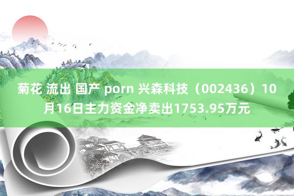 菊花 流出 国产 porn 兴森科技（002436）10月16日主力资金净卖出1753.95万元