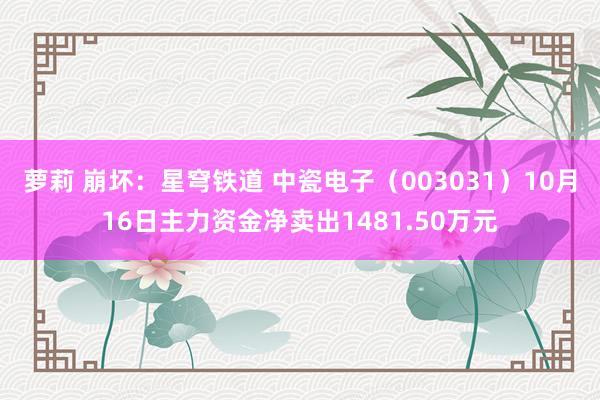 萝莉 崩坏：星穹铁道 中瓷电子（003031）10月16日主力资金净卖出1481.50万元