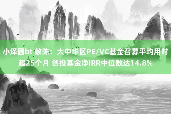 小泽圆bt 敷陈：大中华区PE/VC基金召募平均用时超25个月 创投基金净IRR中位数达14.8%