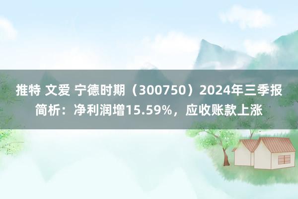 推特 文爱 宁德时期（300750）2024年三季报简析：净利润增15.59%，应收账款上涨