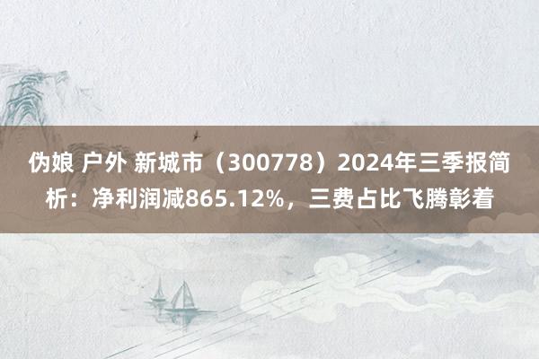 伪娘 户外 新城市（300778）2024年三季报简析：净利润减865.12%，三费占比飞腾彰着