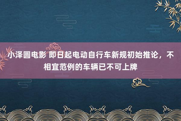 小泽圆电影 即日起电动自行车新规初始推论，不相宜范例的车辆已不可上牌