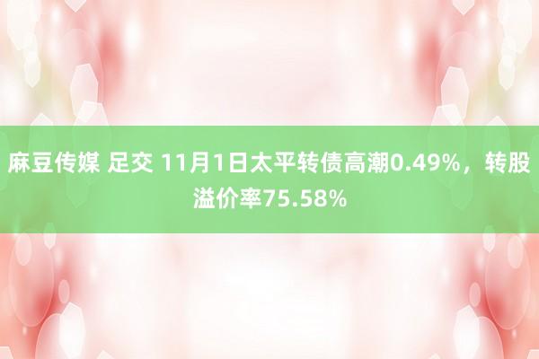 麻豆传媒 足交 11月1日太平转债高潮0.49%，转股溢价率75.58%