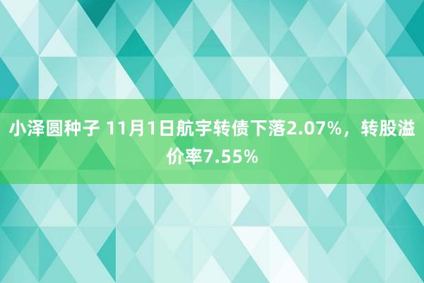 小泽圆种子 11月1日航宇转债下落2.07%，转股溢价率7.55%