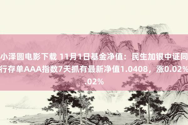 小泽圆电影下载 11月1日基金净值：民生加银中证同行存单AAA指数7天抓有最新净值1.0408，涨0.02%