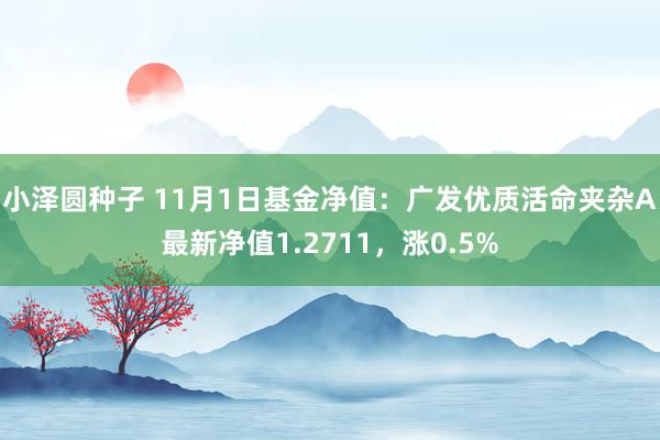 小泽圆种子 11月1日基金净值：广发优质活命夹杂A最新净值1.2711，涨0.5%