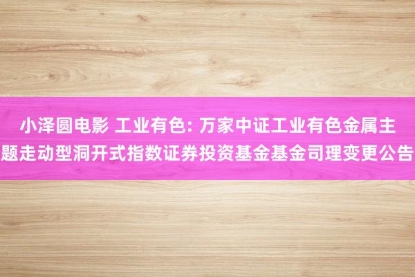 小泽圆电影 工业有色: 万家中证工业有色金属主题走动型洞开式指数证券投资基金基金司理变更公告