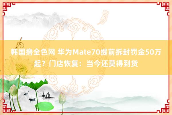 韩国撸全色网 华为Mate70提前拆封罚金50万起？门店恢复：当今还莫得到货