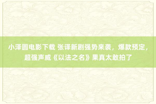 小泽圆电影下载 张译新剧强势来袭，爆款预定，超强声威《以法之名》果真太敢拍了