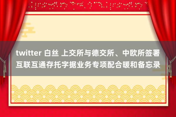 twitter 白丝 上交所与德交所、中欧所签署互联互通存托字据业务专项配合暖和备忘录