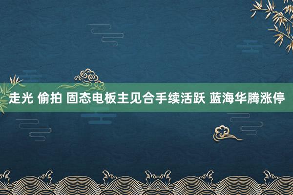 走光 偷拍 固态电板主见合手续活跃 蓝海华腾涨停